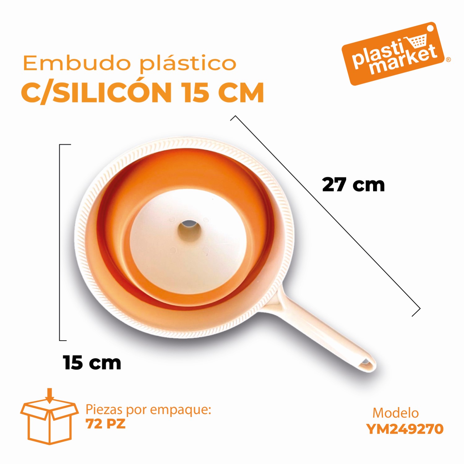 YM249270 EMBUDO PLASTICO C/SILICON 15 CM.