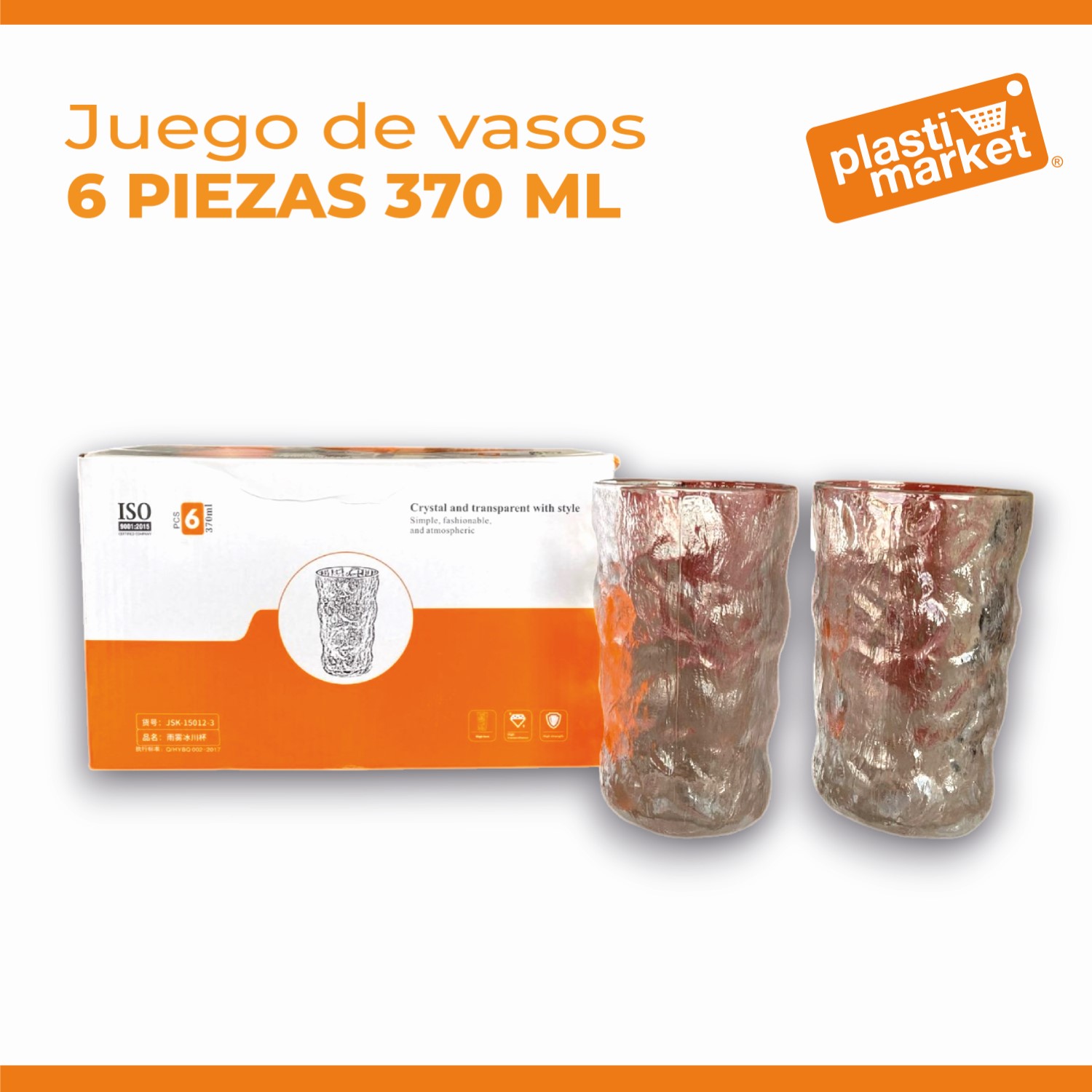 YM249436 JUEGO DE VASOS 6 PZ. 370 ML.